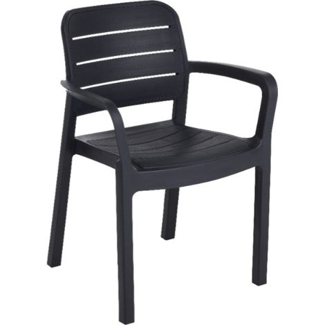 Keter – Lot de 6 chaises de jardin Tisara – Finition rezolith durable – Résistantes aux intempéries – Graphite pour extérieur (1/5)
