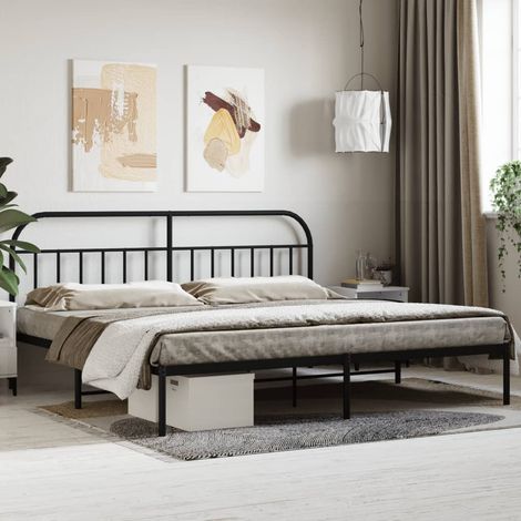 Estructura cama sin colchón con cabecero metal negro 200x200 cm vidaXL (1/5)
