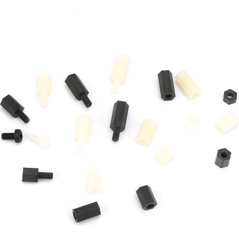 Kit de 300 entretoises hexagonales M3 en nylon blanc et noir avec écrou hexagonal M3 et vis cruciforme