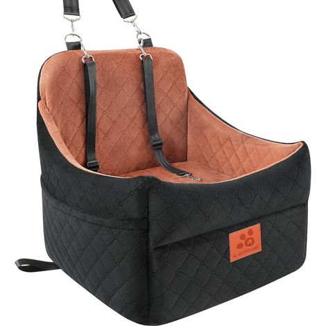 Siège auto pour chien petit/moyen, rembourré, lavable, noir/marron (1/5)