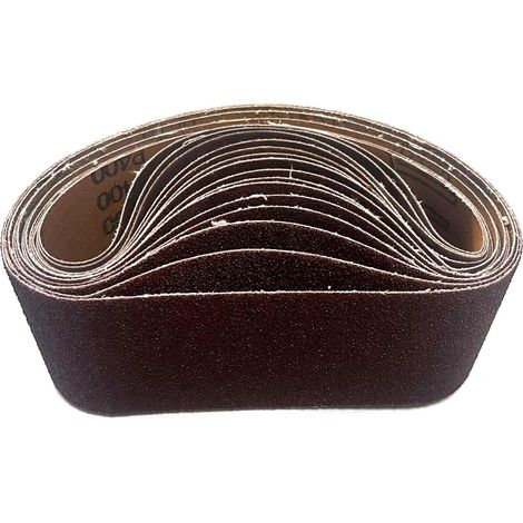 Lot de 3 bandes abrasives 75 x 457 mm Grain 80/120/150/240/400 pour ponceuse à bande pour ponceuse, limage, affûtage et dérouillage (1/3)
