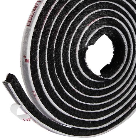Joint Brosse pour Porte Coulissante de Placard, Joint de Poils Durable pour Isolation Fenêtre Baie Vitrée Bas de Porte, 0,9 cm x 0,9 cm x 6M, Calfeutrage, Anti Froid Bruit Poussière, Noir (1/5)