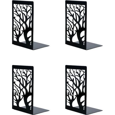 GDHZS-Serre-livres, 4 pièces (2 paires) dans un design élégant en forme d'arbre, base antidérapante, construction robuste, idéal pour les bureaux, les étagères et la décoration du lieu de travail (1/4)