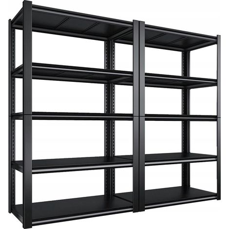 Étagère Métallique Noire - 200 X 200 X 40 Cm - 5 Étagères - Robuste - Garage (1/5)