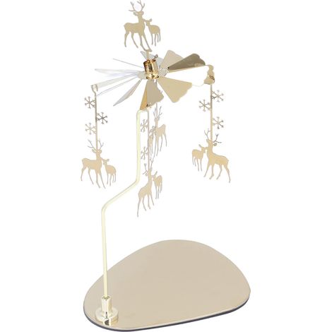 Bougeoir rotatif Dolores, décoré de flocons de neige dorés et de cerfs, plateau créatif de style européen, base de bougie parfumée carrousel romantique, sans porte-bougie, design de disque triangulair (1/5)