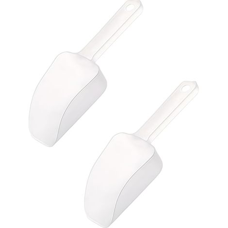 Lot de 2 pelles à glace en plastique blanc pour machine à glaçons, congélateur, bar, fête de mariage, petites pelles à nourriture pour animaux domestiques, chiens, friandises (1/5)