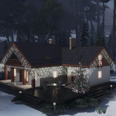 FIMEI Rideau lumineux à glaçons LED 10 m 400 LED Blanc froid (1/5)