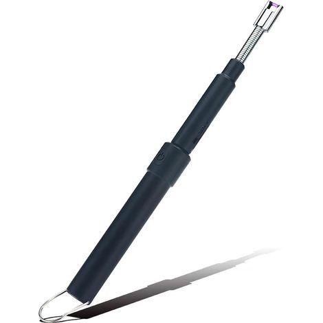 Briquet électrique, Briquet Long Rétractable (29-75cm), Briquets Port D'allumage Peut être Tourné à 360 °, Briquets Adaptés pour Allumer des Bougies, des Barbecues, des Cheminées (Noir) (1/5)