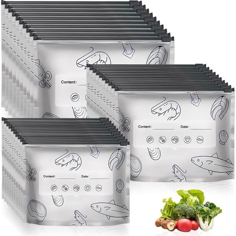 Lot de 30 Sac Congelation Zip,Sac de Conservation Alimentaire,Sachet Nourriture s,Reusable Freezer Bags,Snacks Sacs de Rangement Sandwich,Sacs de Stockage Alimentaire pour Fruits (1/5)