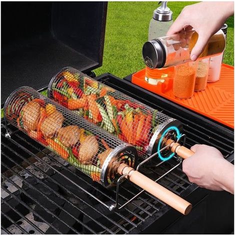Panier Barbecue - Acier Inoxydable 304 - 30 cm - Pour Barbecue Extérieur Camping Pique-Nique - Lot de 2 (1/2)