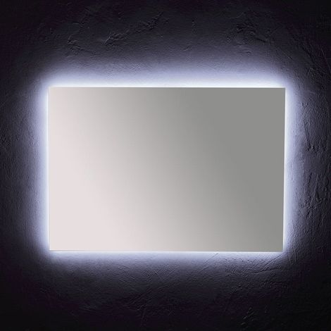 Kiamami Valentina – Miroir mural rétroéclairé LED 100x70 cm – Installation réversible – Éclairage périphérique basse consommation – Support ABS gris (1/5)