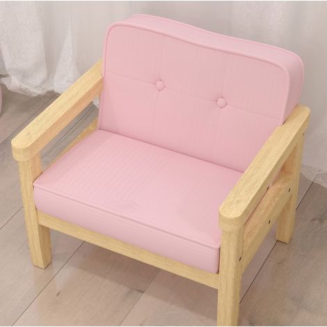 Sillón infantil de madera, sofá infantil de tela efecto pana, rosa, 46,5 x 44 x 45 cm (1/5)
