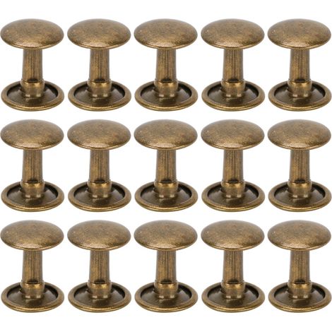 200 Ensembles Double Cap Rivet Rivets en Cuir Tubulaires Goujons en Métal pour Cuir Artisanat Réparations Sacs Ceintures Chapeau Chaussures Couture Décoration 10x10mm(Bronze) (1/5)