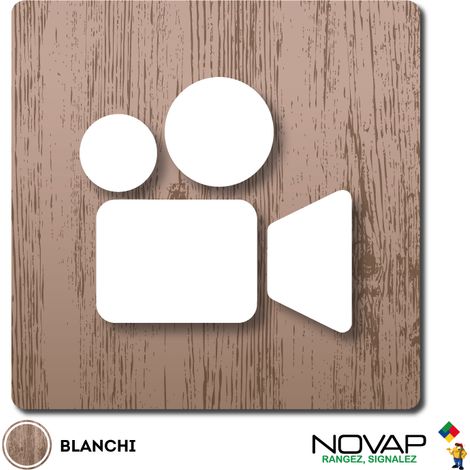 Plaque Vidéo protection - Wood Chêne blanchi 90x90mm - 4360126 (1/2)