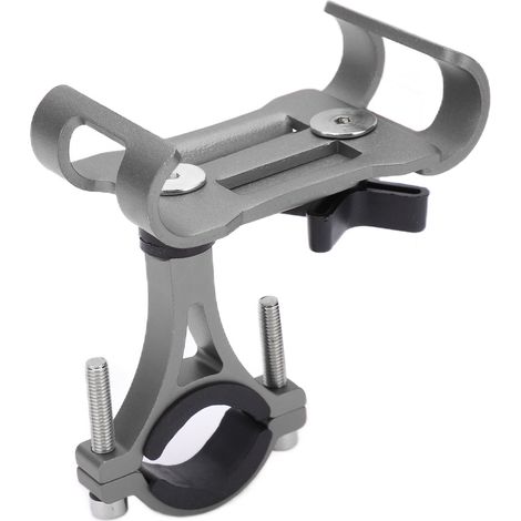 Drehbarer Fahrrad-Handyhalter, Lenkerhalterung, 360°-Drehung, kompatibel mit Smartphones von 3,5 bis 6,5 Zoll, silberfarben. (1/5)