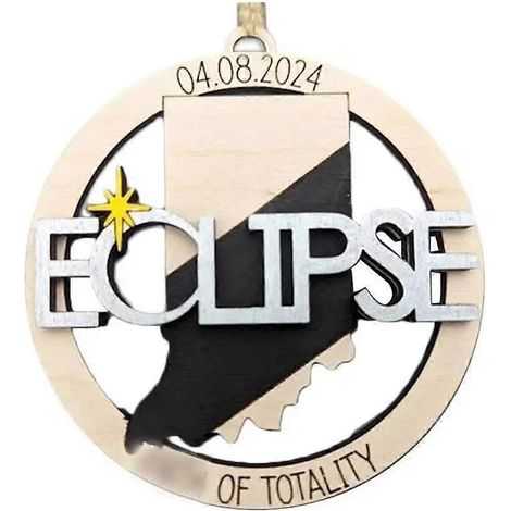 Ornement en bois pour l'éclipse solaire 2024, souvenir d'éclipse, décoration en bois pour la maison ou le bureau, pour les passionnés d'astronomie (1/5)