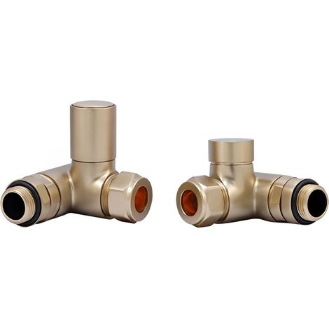 Heatwave Dual Fuel Brushed Brass Manual Corner Radiator Valve Set
