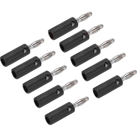 Lot de 10 fiches bananes 4 mm plaquées or (22.090) pour appareils électroniques, couleur noire. (1/5)
