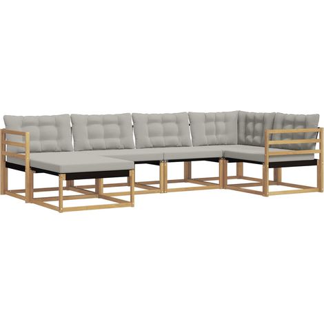 Outdoor Sofa Set 6 pcs White and Light Grey 325 x 166.5 x 73 cm vidaXL (1/5)