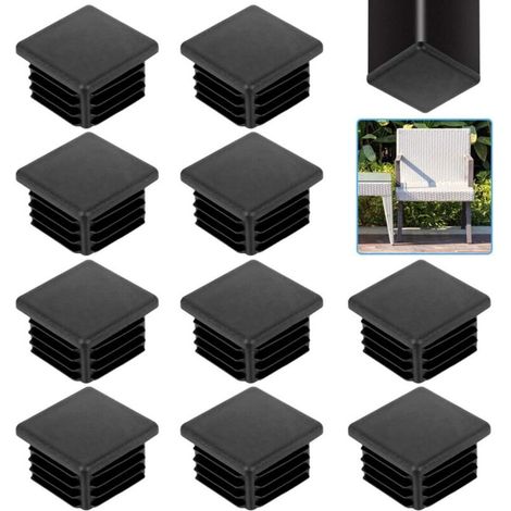 20 PCS Bouchon pour Tuyau Carré 4040mm Embout Tube Carré Noir Bouchon Plastique pour Tube Carré Embout à Lamelles Carré Tube de Chaise Solide Embout Pied de Table pour Meuble Armoire Chaise H295