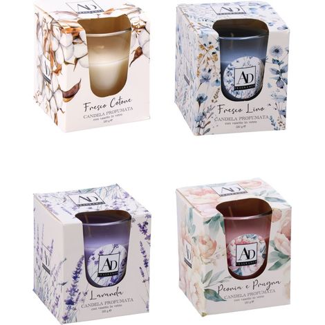 1 Pezzo Candela Profumata in Vasetto Vetro 7 x 8 cm 4 Fragranze