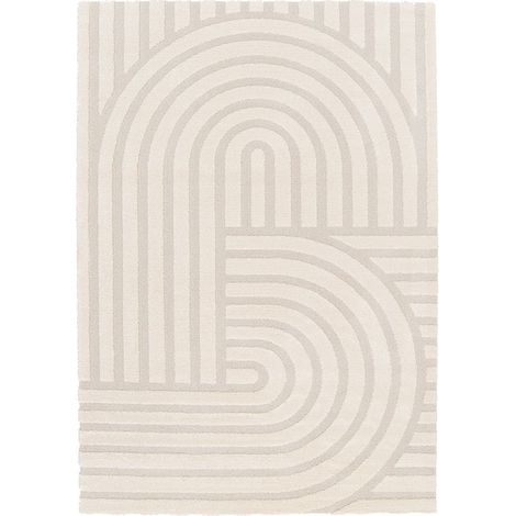 BOBOCHIC - Tapis poils ras SHYLO motif géométrique 120x170 Beige (1/5)