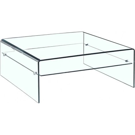Table basse carrée 100 cm en verre trempé 12 mm – Étagère vitrée pour rangement – Design moderne et minimaliste – Hauteur 40 cm – Meubletmoi (1/5)