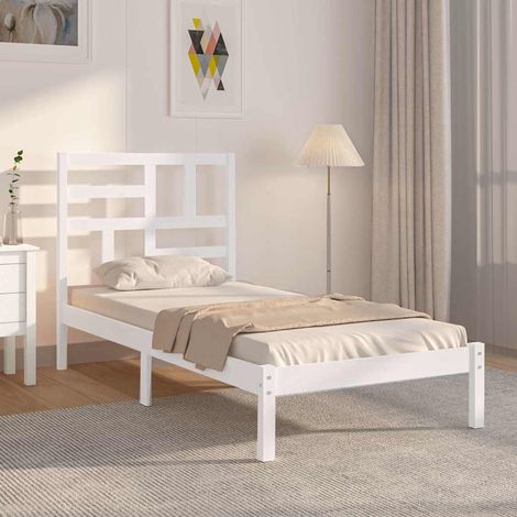 Cadre de lit 90 x 200 cm avec tête de lit en pin massif blanc, sans matelas, 18.22kg - PANGIVO (1/5)