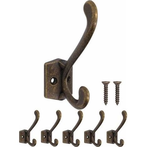 Lot de 5 crochets muraux en fer massif, porte-manteau et porte-serviette style rétro bronze antique (1/5)