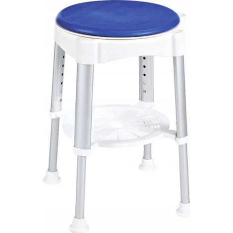 Maximex Tabouret réglable pivotant bleu pour salle de bain