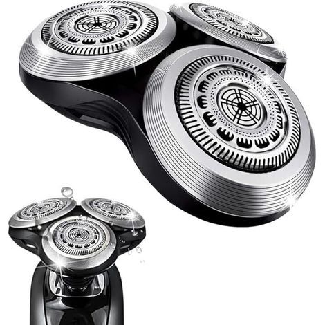 Complete replacement shaving head for Philips Norelo Series 9000 shaving heads, Model SH90. Metal loop and improved double-layer precision blades, Silver (1/4)