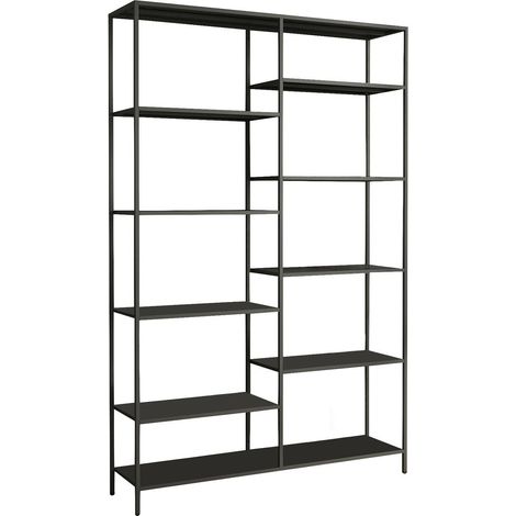 Dmora - Libreria Dorgali, Scaffale da ufficio, Mobile portalibri, Biblioteca, 120x30 h188 cm, Ardesia (1/3)