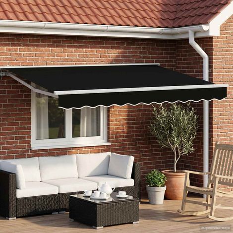 vidaXL Cornice per Tenda Manuale con LED Nero e Bianco 3 x 2,5 m