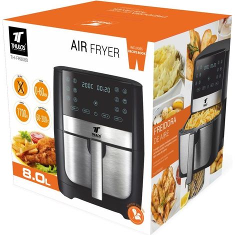 Friggitrice ad aria FR8080 1700W, 12 programmi e capacità di 8 litri. Temperatura regolabile da 60 a 200°C