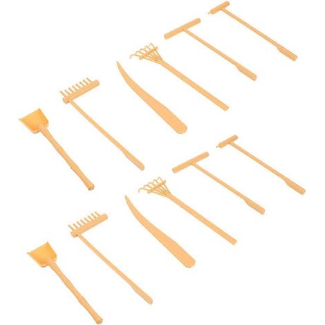 Mini râteau de jardin zen, outils, accessoires pour bac à sable, méditation, spiritualité, relaxation, 15,5 x 5,5 x 0,8 cm, jaune, lot de 2 (1/5)