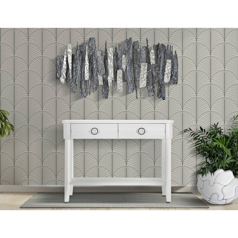 Dmora - Consola Bakar, Mesa multiusos, Gabinete de soporte, Escritorio de pasillo, 110x40 h82 cm, Blanco (1/5)