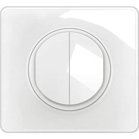 Interrupteur Double ou Va-et-vient + Plaque - 10A - Commande d'Eclairage Complète - Prêt à Installer - Blanc (1/2)