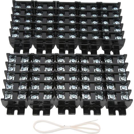 Connecteur électrique 50 pièces, bloc de jonction compact ABS isolant, bornier fil 60A 600V, raccordement filaire robuste (1/5)