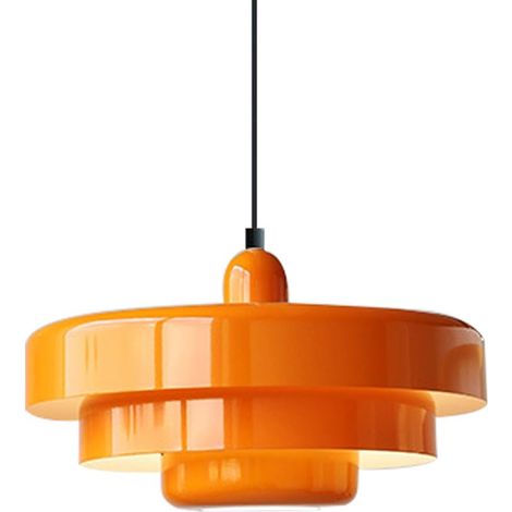 Luminaires Suspendus Petit Plafonnier Vintage avec Abat-jour en Métal à 3 Couches,Lampes suspendues pour salle à manger,Orange (1/5)
