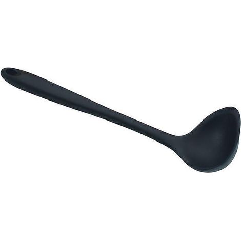 Cuillère à soupe antiadhésive en silicone, long manche, couleur unie, louche à soupe, ustensile de cuisine pour la maison et le restaurant (noir)-29.50X9.00X2.00CM-Black