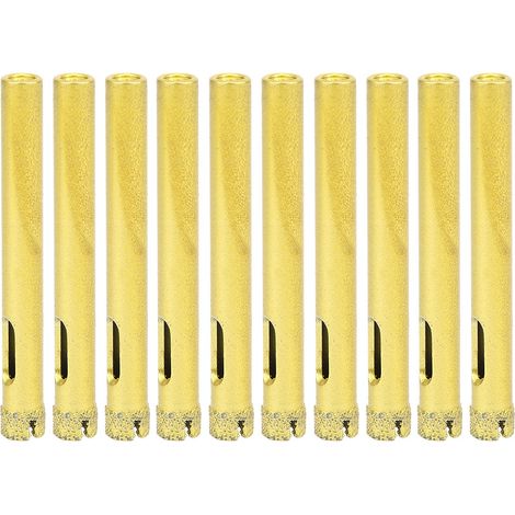 Set de 10 trépans diamantés Ø8mm pour percer granit, carrelage, béton, marbre et céramique - foret à couronne doré (1/5)
