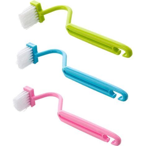3Pcs Curved Toilet Edge Brush - Soft Bristle Toilet Brush for Under Rim
