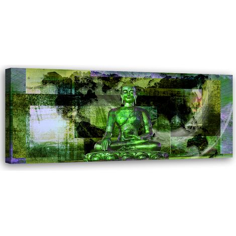 Tableau sur toile Statue de Bouddha verte 90x30 (1/5)