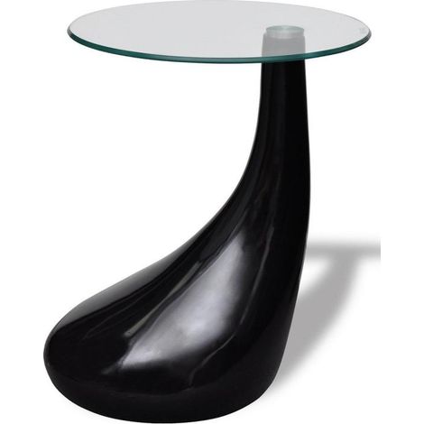 Table basse de salon salle à manger design noir verre diamètre 42 cm (1/5)