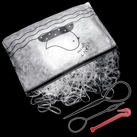 1000 Pieces Hair Bands Hook Removal and 2 Pieces Braid Tools Small Clear Elastic Bands for Kids Braids Wedding Hairstyles (1/5)