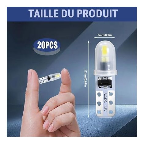T5 LED Bulbs, 12V White 3014 SMD, Car Dashboard Bulb, LED Night Light Interior Car Lighting, 40LM 0.6W Replacement 2721 286 27 37 PC74 (1/4)