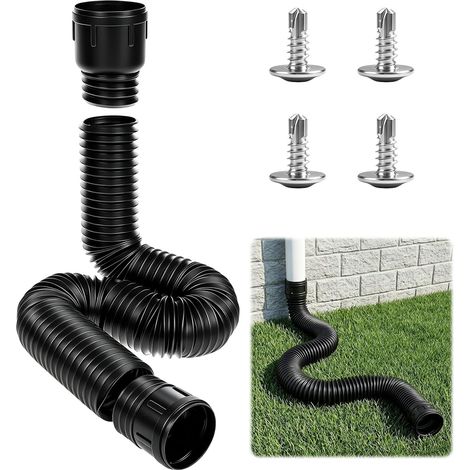 Prolunga flessibile per grondaia, prolunga rotonda estensibile per pluviali da 80/100 mm, estensibile da 50 a 150 cm (nera) (1/5)