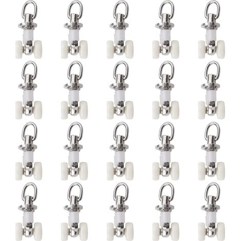 20 rodillos deslizantes dobles de plástico para riel de cortina con ruedas de aleación de aluminio