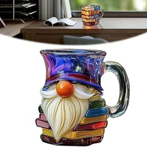 Tasse à café fantaisie en forme de livre peint en 3D faite à la main en verre coloré en forme de livres - Cadeau pour les amateurs de livres, les lecteurs, les bibliothécaires, les écrivains (1/5)