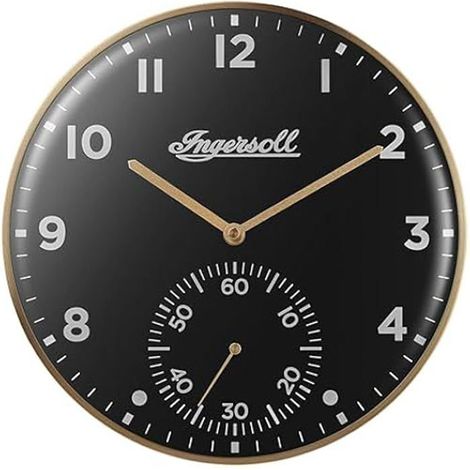 Horloge murale analogique - INGERSOLL - Facile lecture - Or et Noir - 30 cm (1/2)